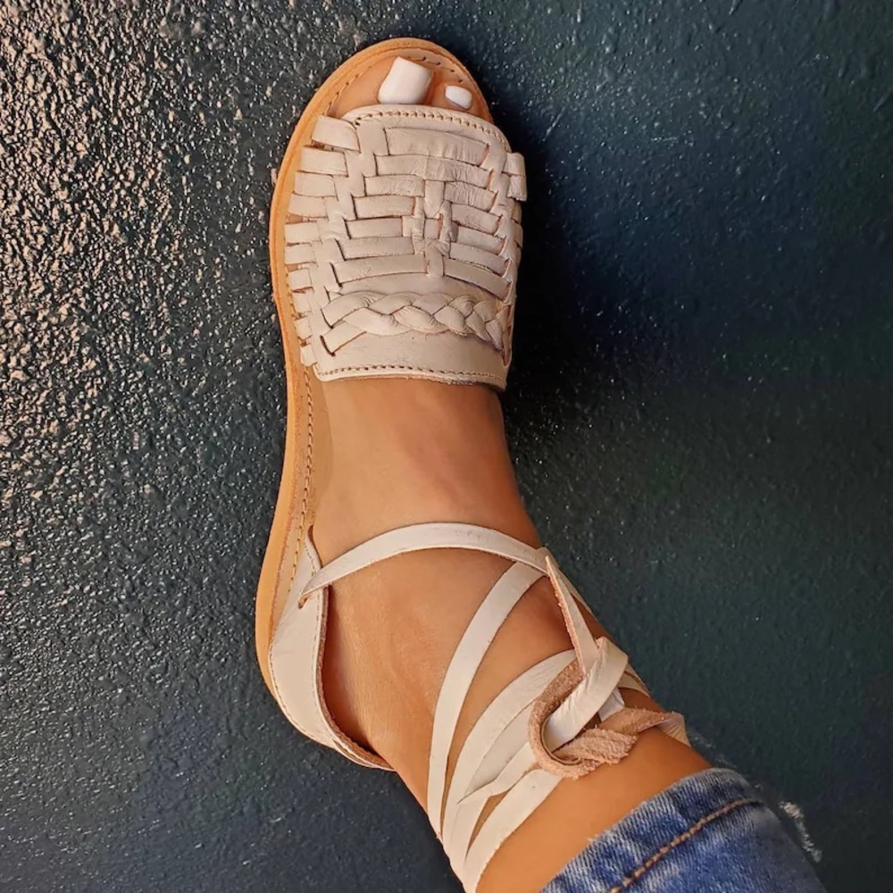 La Perla Real Leather Huaraches Sandals